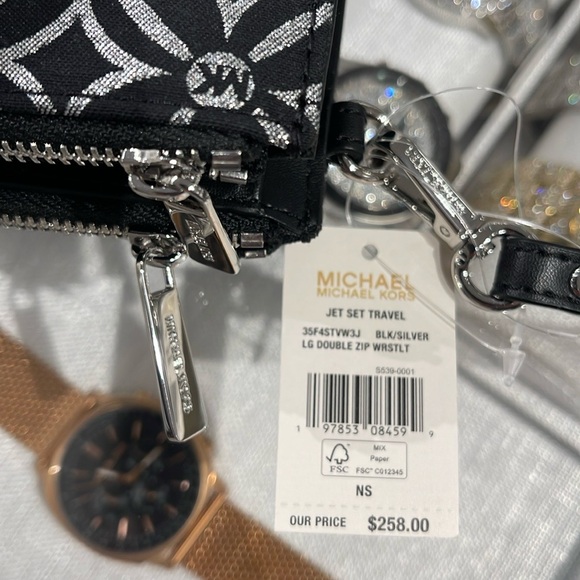 Michael Kors Jet Set Travel Large Double-Zip Wristlet-Wallet-PhoneHolder Black - Picture 12 of 16